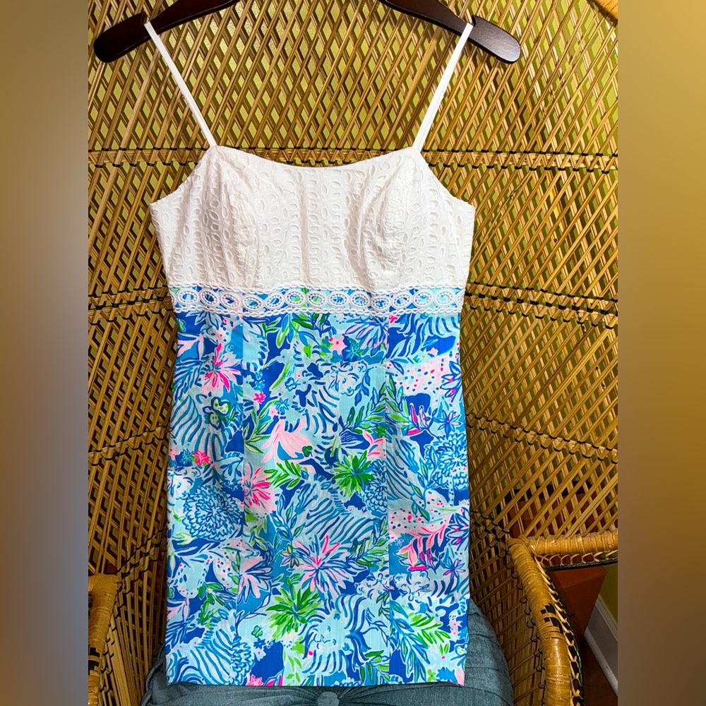 Lilly Pulitzer NWT Liz Dress Coastal Blue Lion Around $198 Size 4,12